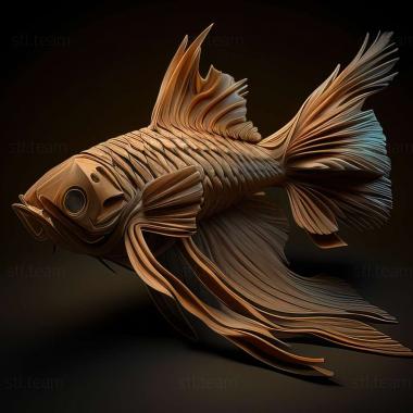 3D model Long   whiskered radinoloricaria fish (STL)